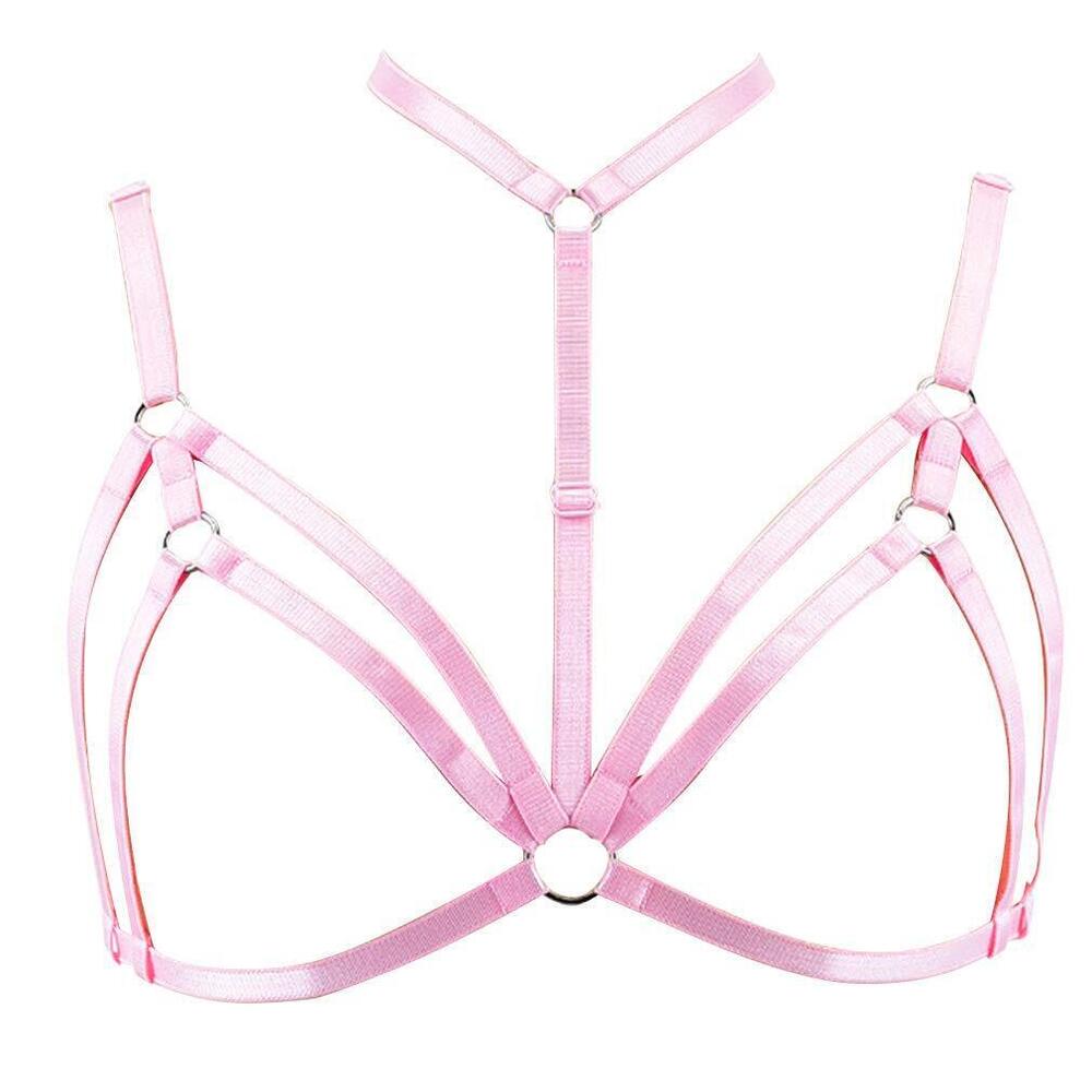 1684 Adjustable Size Punk Gothic Clothing Carnival Party Harness Bra Caged